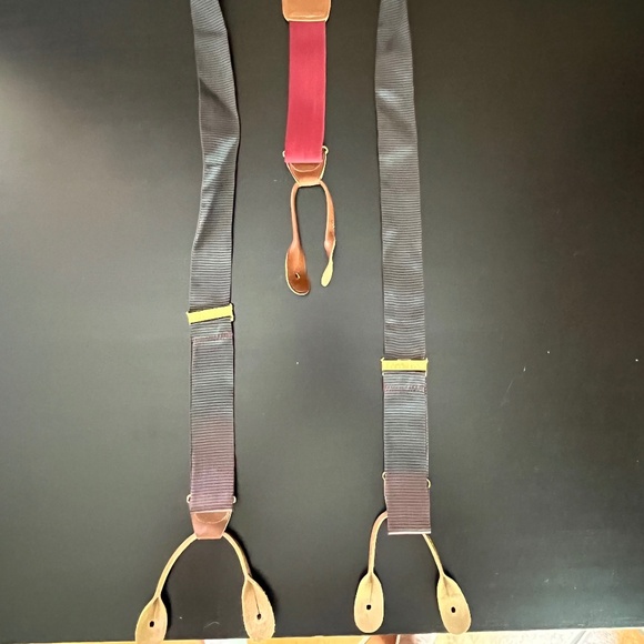 Vintage Perry Ellis Suspenders Burgundy/Teal - Picture 1 of 3